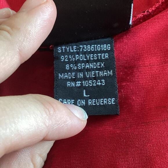 Vintage Womens Y2K Babydoll Top Size Large Red Black Glitter Floral Whimsigoth - Picture 3 of 9